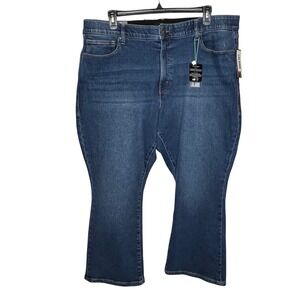 LulaRoe Crop Kick Flare Blue Denim Jeans 42 Plus Size Stretch NWT